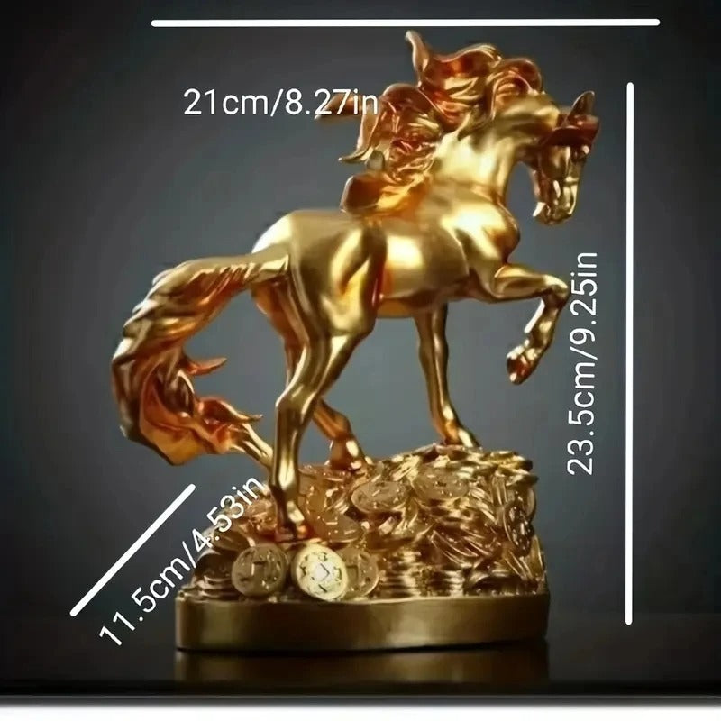 Wealth Prophecy Vintage Golden Horse Statue