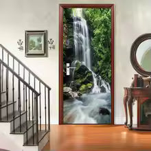 Tropical Rapid Waterfall 3D Optical Effect Door Sticker