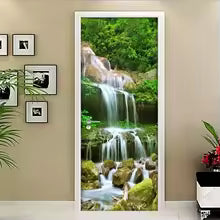 Green Waterfall 3D Optical Effect Door Sticker