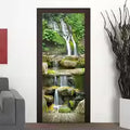 Hidden Cabin Waterfall 3D Optical Effect Door Sticker