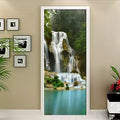 Mossy Rainforest Waterfall 3D Optical Effect Door Sticker