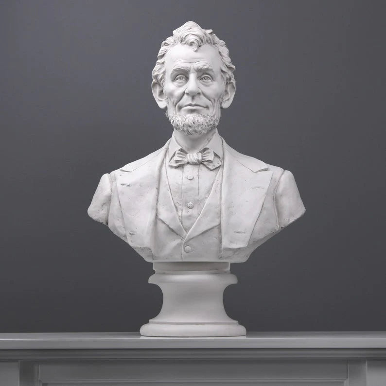 Abraham Lincoln Bust: Antique Cast Marble Sculpture