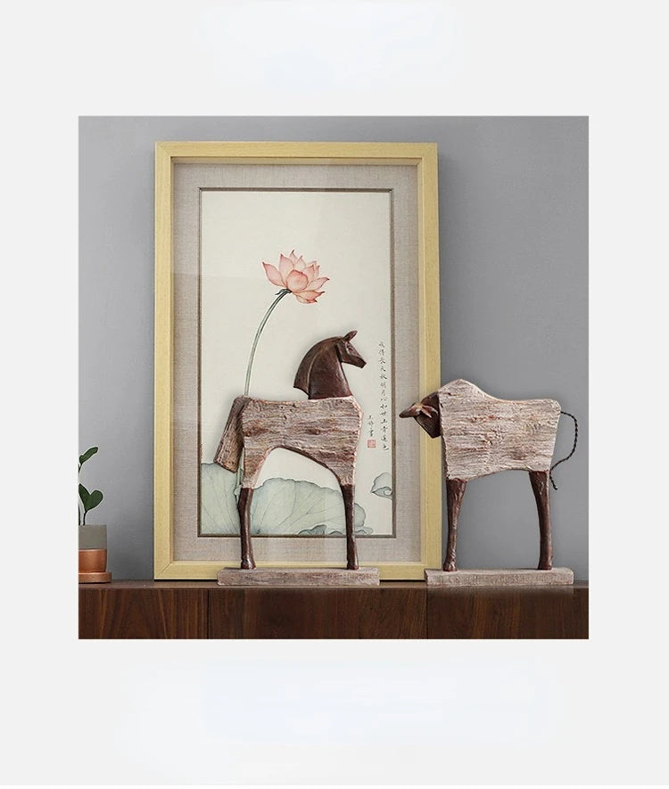 Antique Prehistoric Bull & Horse