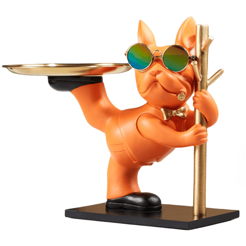 Tuxedo Bulldog Tray & Pole Key Holder