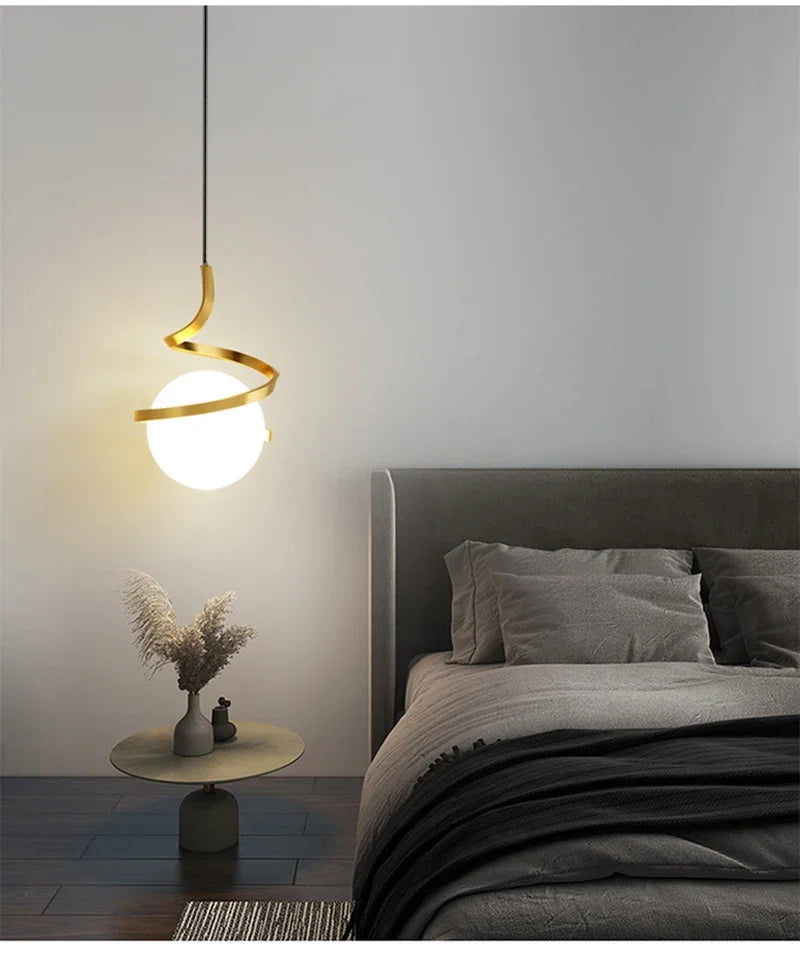 Nordic Spiral Globe LED Pendant Light
