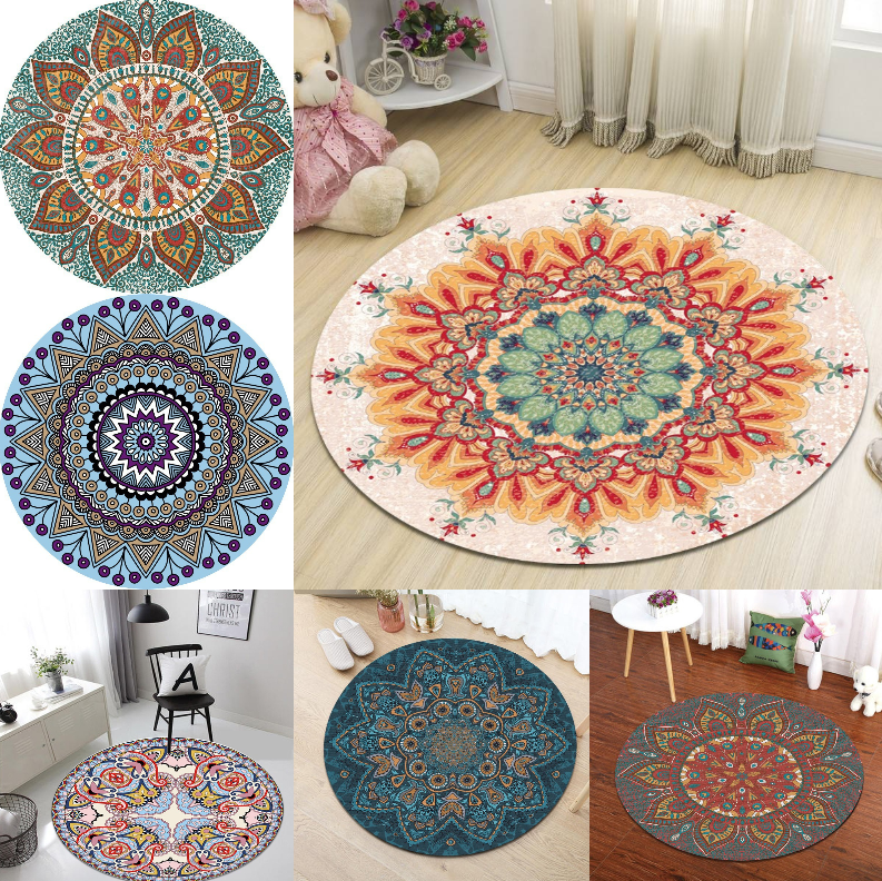 Vintage Astral Starburst Round Rug