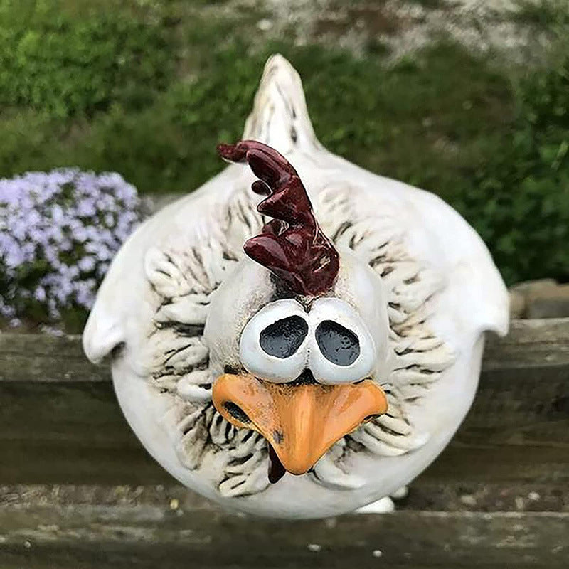 Funny Chicken Fence Decoration Statue