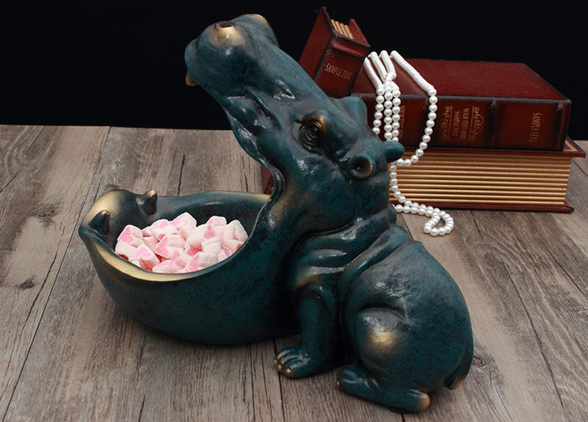 Cute Hippo Tray Sculpture