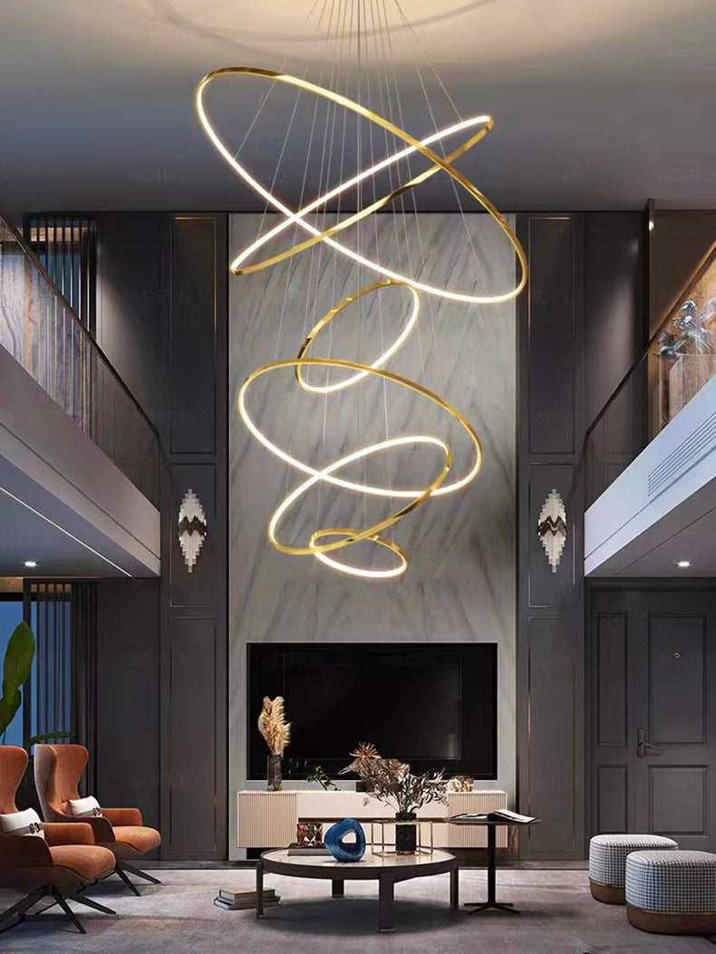 Nordic Six-Ring Spiral LED Chandelier