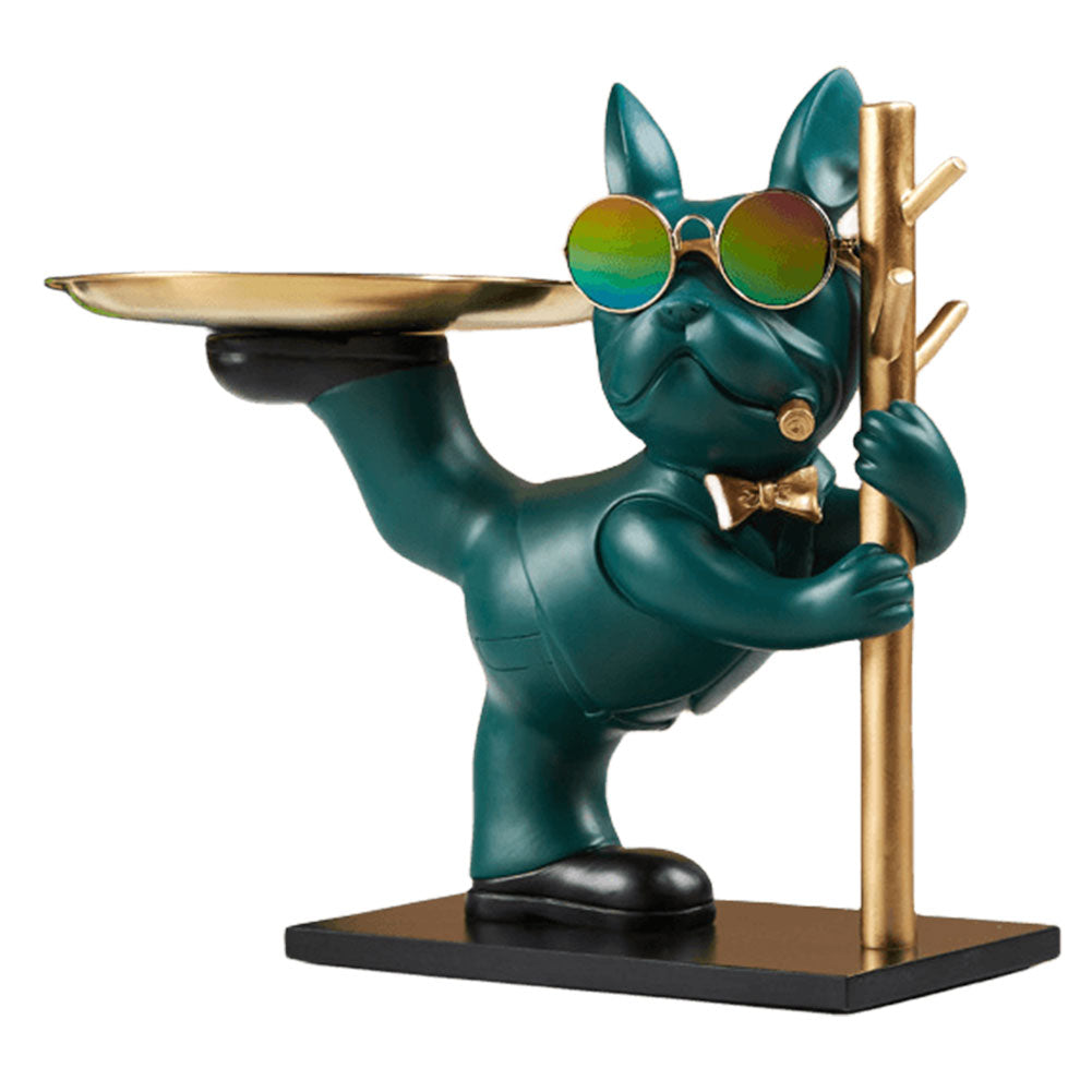 Tuxedo Bulldog Tray & Pole Key Holder