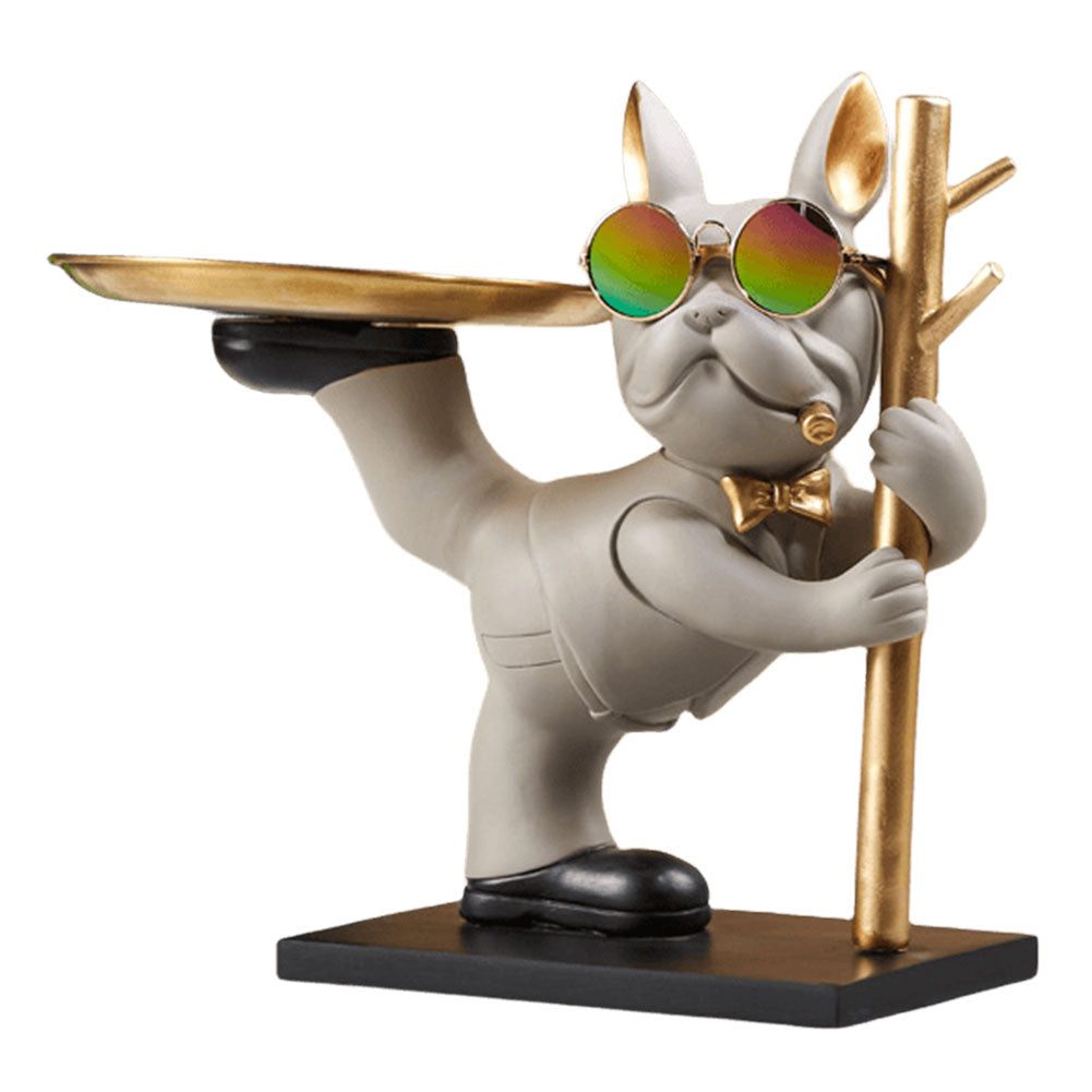 Tuxedo Bulldog Tray & Pole Key Holder