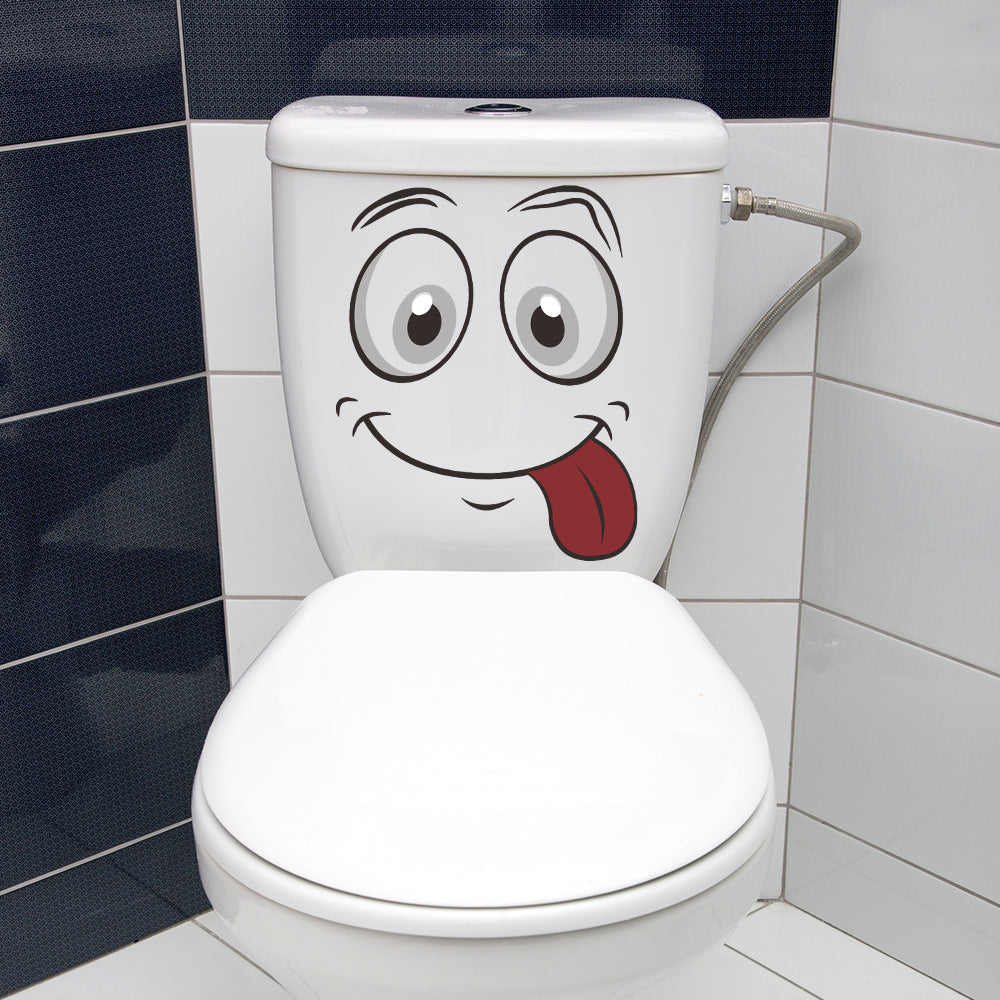Goofy Tongue-Out Toilet Lid Makeover Sticker