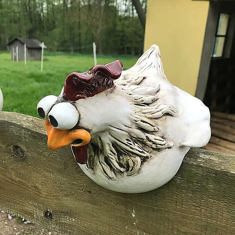Funny Chicken Fence Decoration Statue