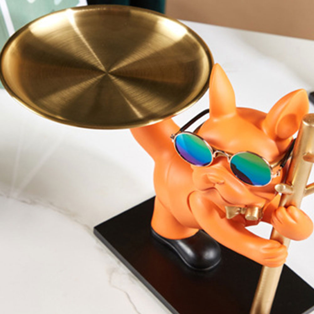 Tuxedo Bulldog Tray & Pole Key Holder