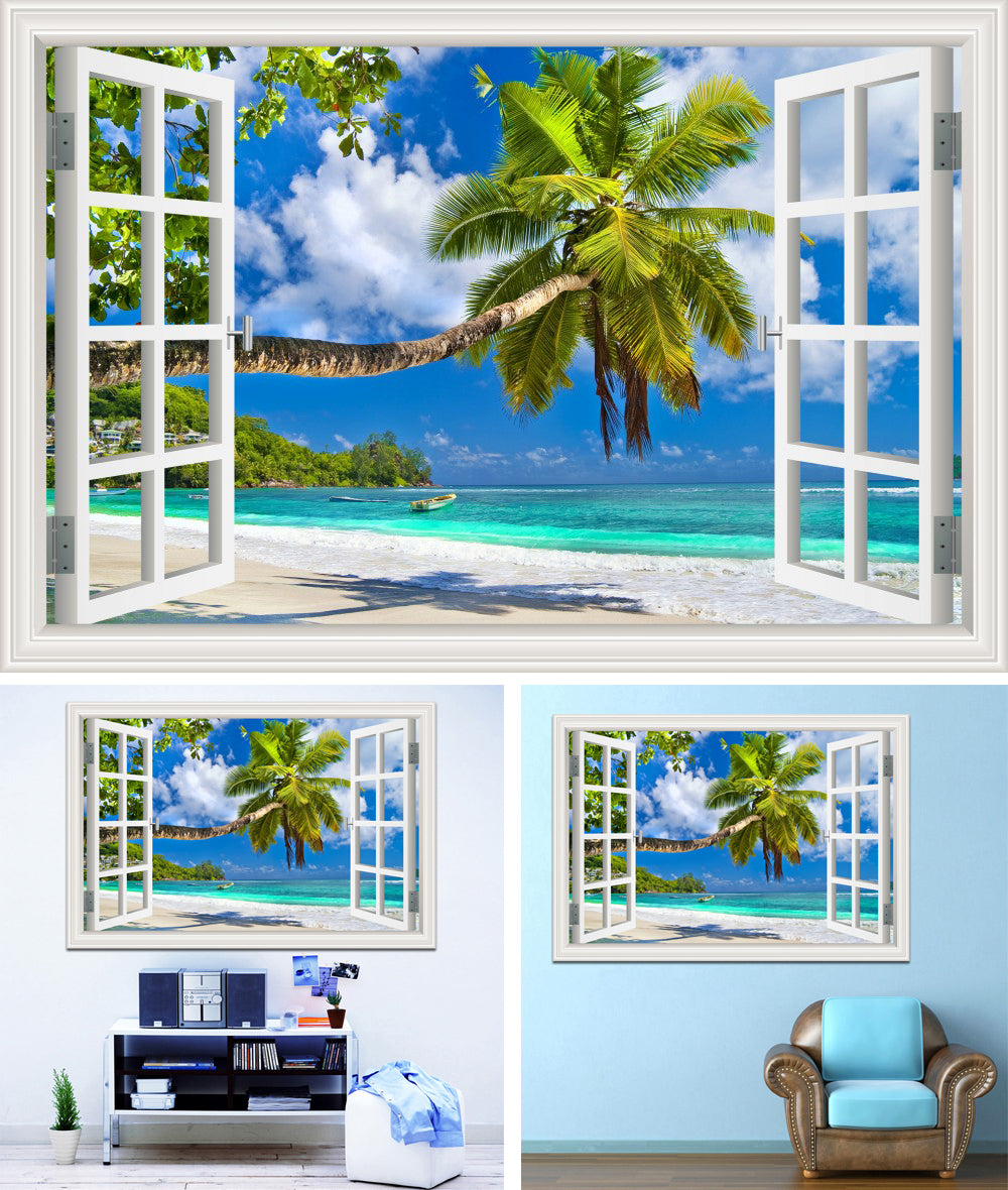 Coconut Palm Bay 3D Window Effect Wall Sticker