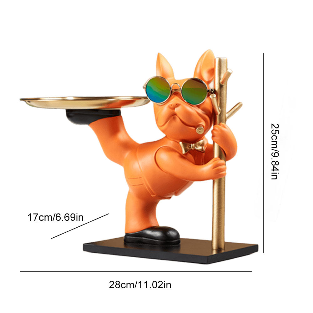 Tuxedo Bulldog Tray & Pole Key Holder