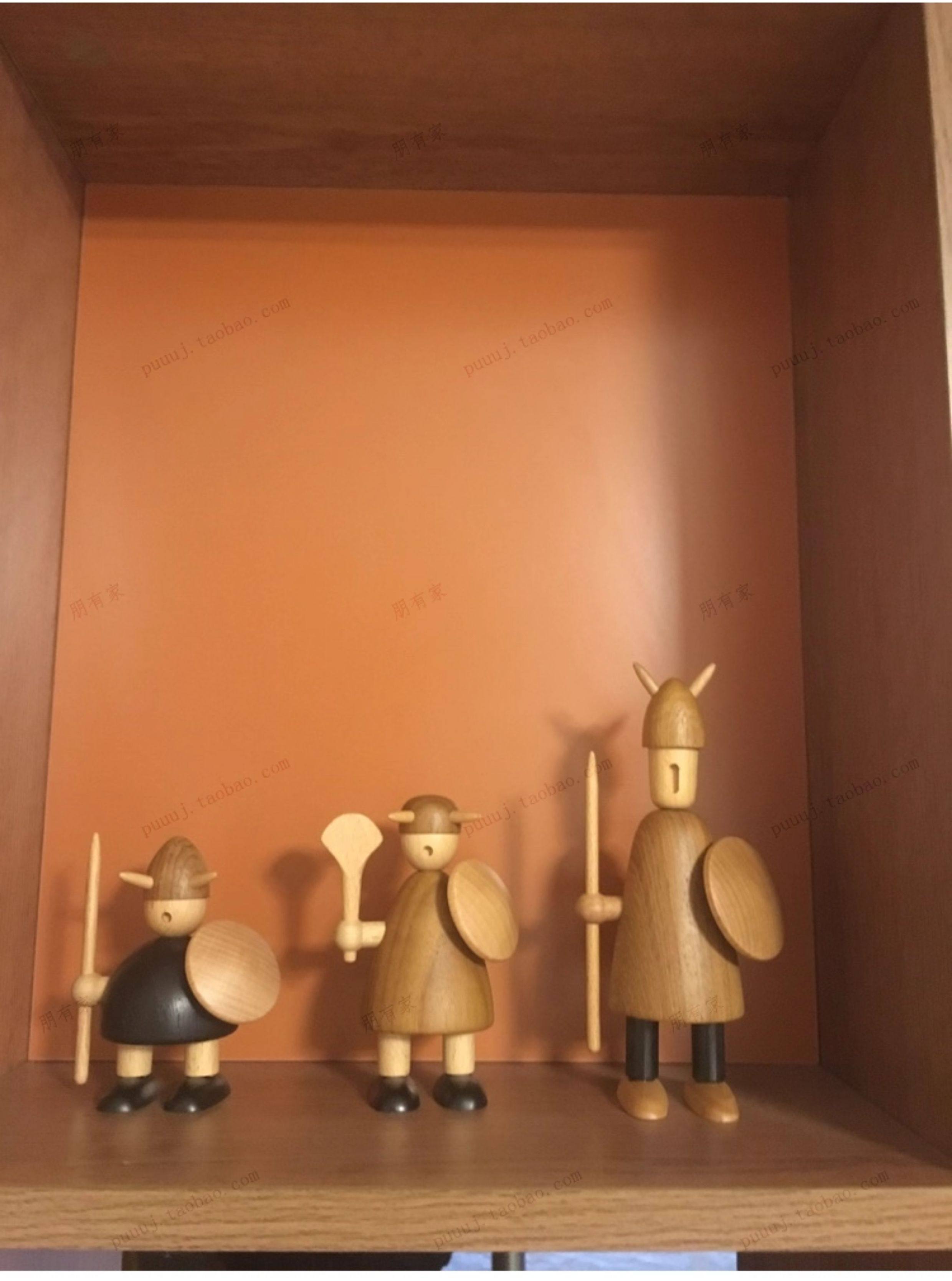 Cute Nordic Wooden Viking Figurines