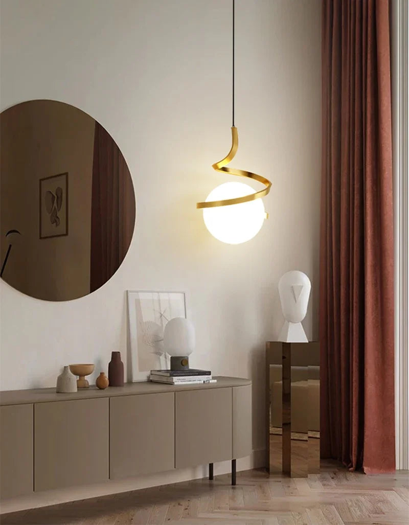 Nordic Spiral Globe LED Pendant Light