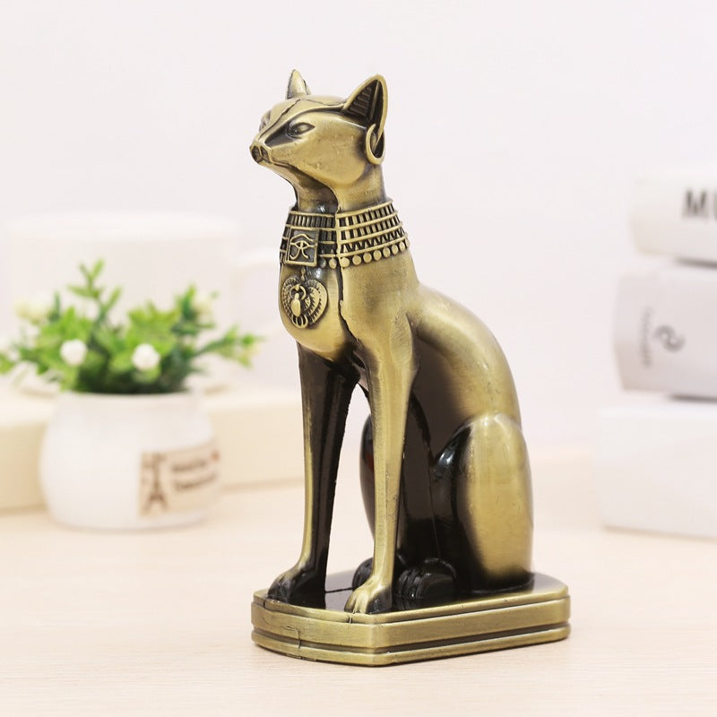 Antique Bastet Metal Statue