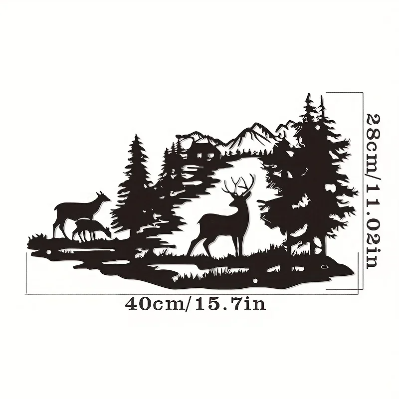 Deer Family Forest Metal Wall Art