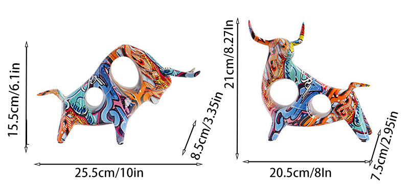 Colorful Graffiti Bull Sculpture