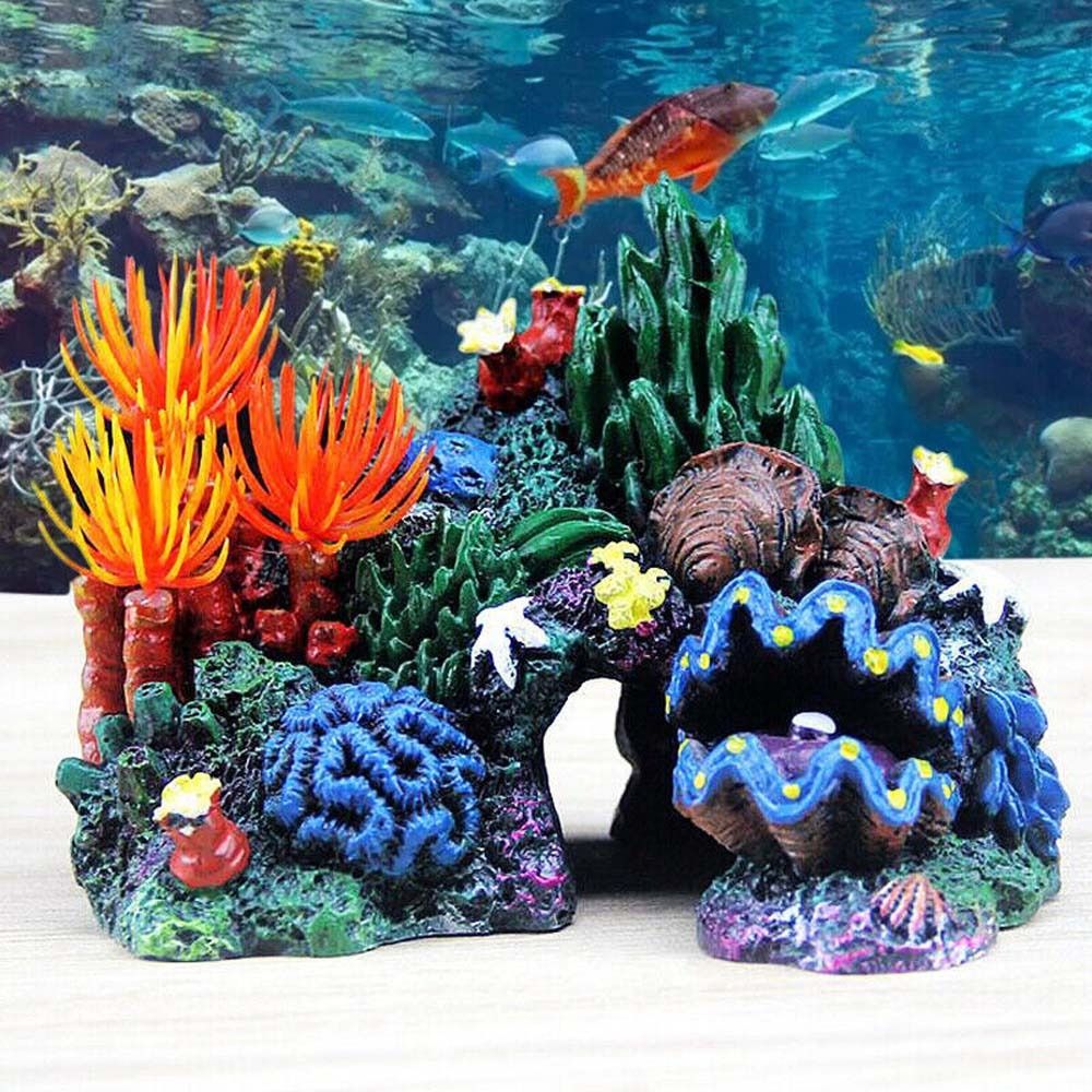 Colorful Coral Reef Cave Aquarium Ornament