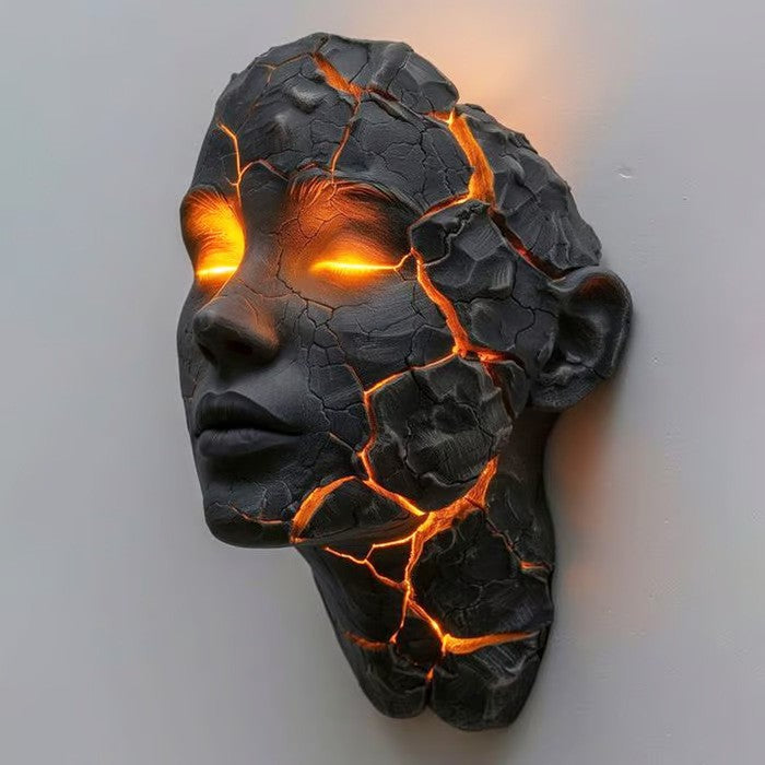 Volcanic Lava Face Sculpture