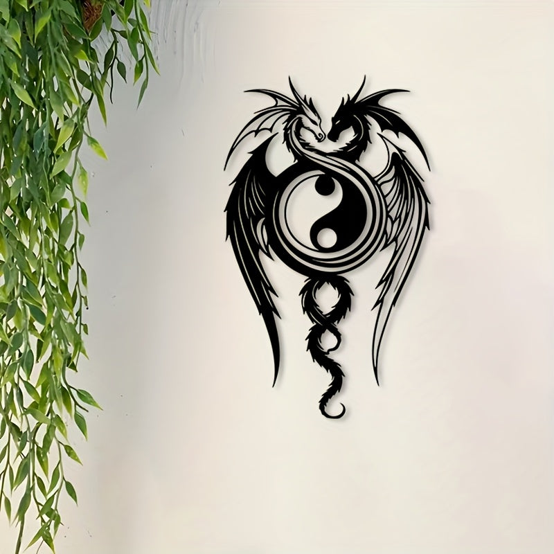 Yin Yang Dragon Metal Wall Art