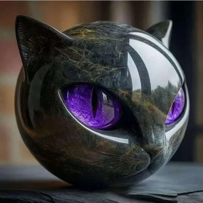 Modern Marble Cat Head Sculpture