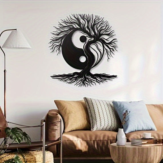 Tree of Life Yin Yang Metal Wall Art