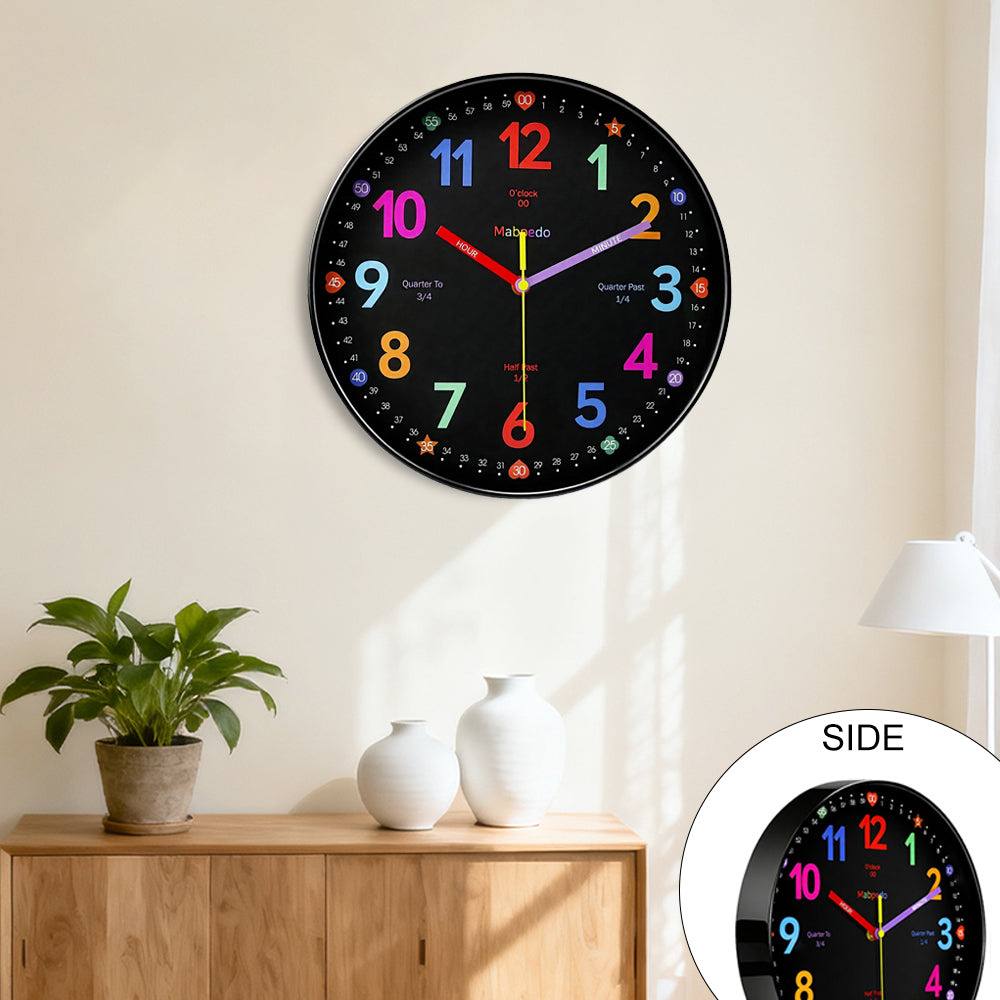 12-Inch Children's Multicolour Educational Wall Clock