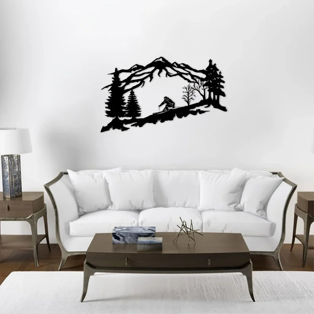 Mountain Skier Adventure Metal Wall Art