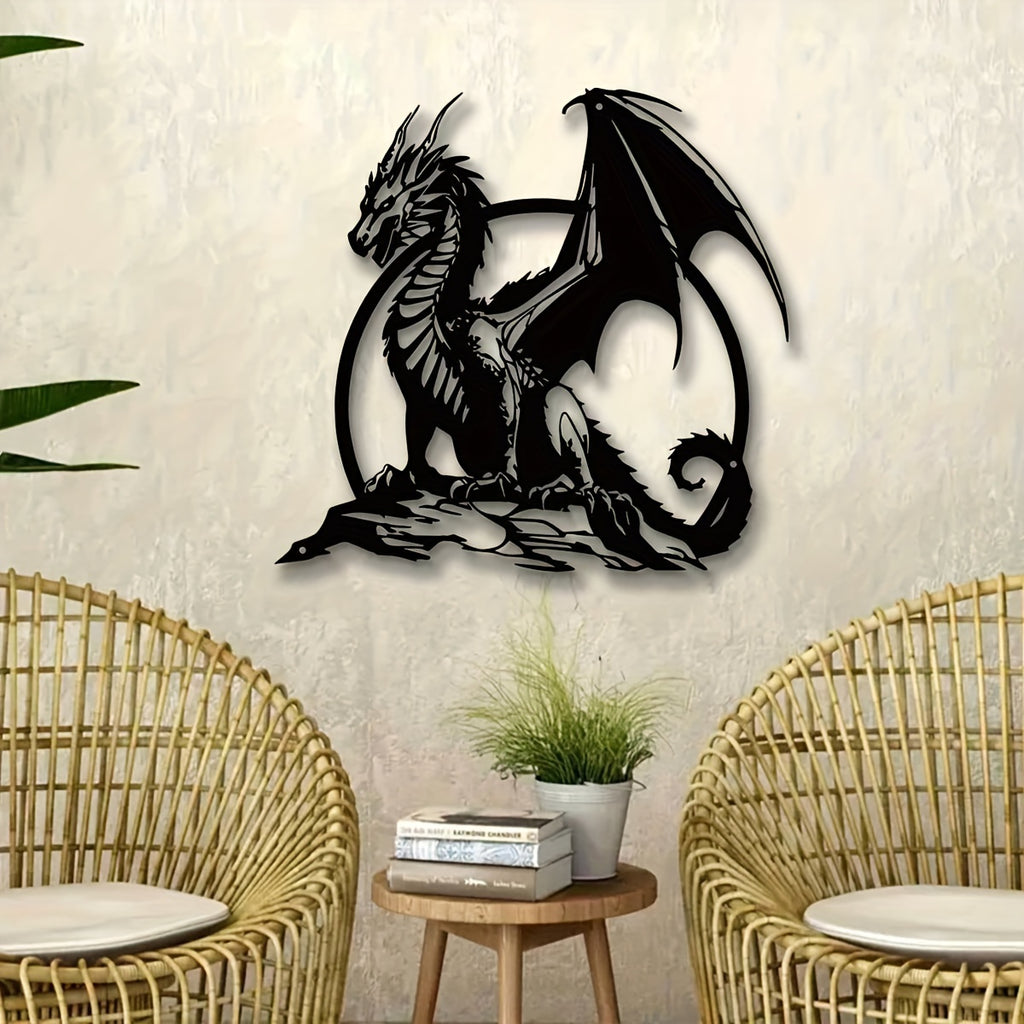 Perched Dragon Metal Wall Art
