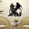 Perched Dragon Metal Wall Art