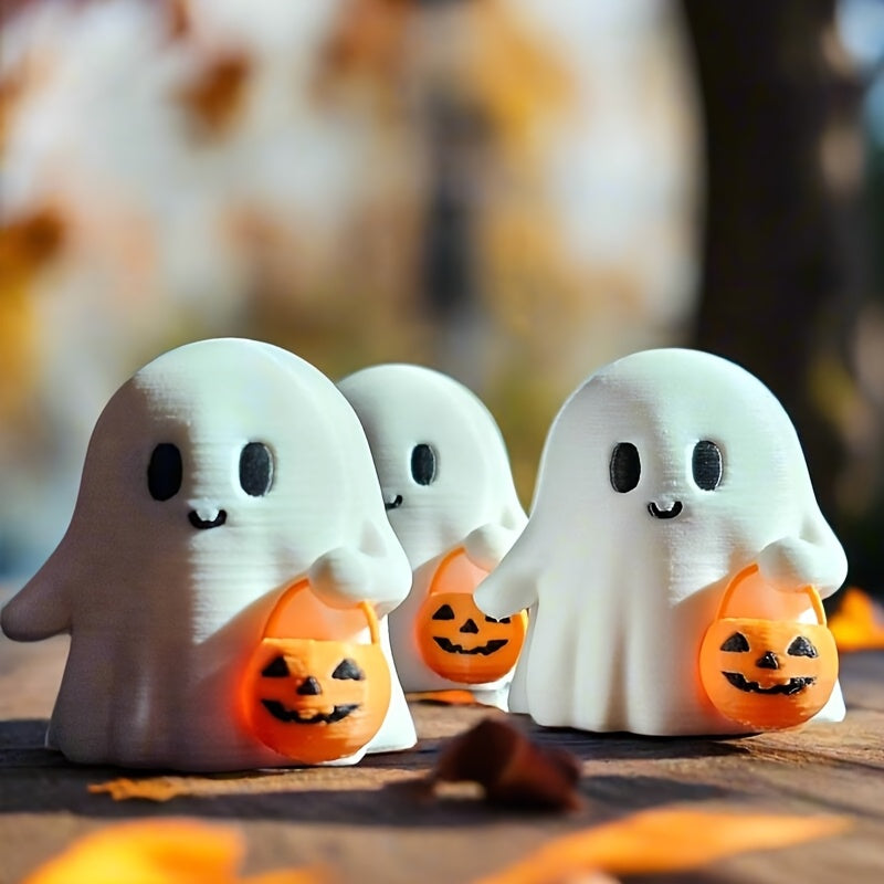 Cute Ghost Jack-o'-Lantern Statue