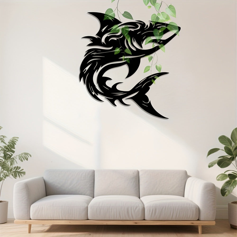 Tribal Shark Metal Wall Art