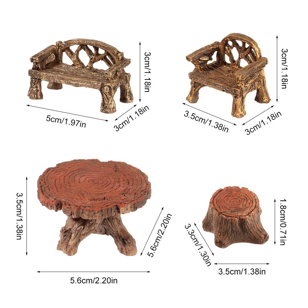 Mini Tree Stump Table & Chairs Garden Decoration Set