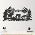 Mountain Wildlife Reflection Metal Wall Art