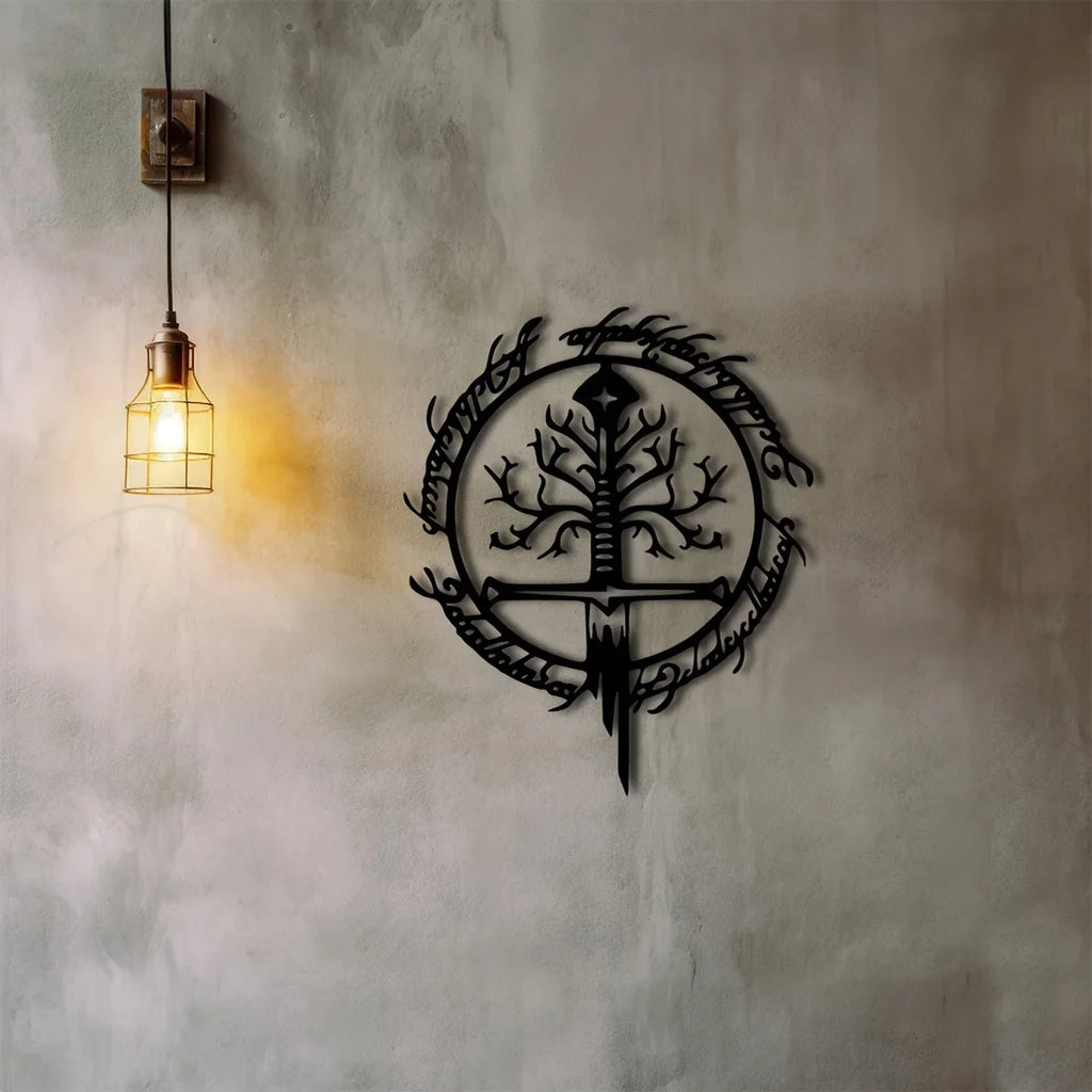 Elven Rune Tree of Life Sword Metal Wall Art