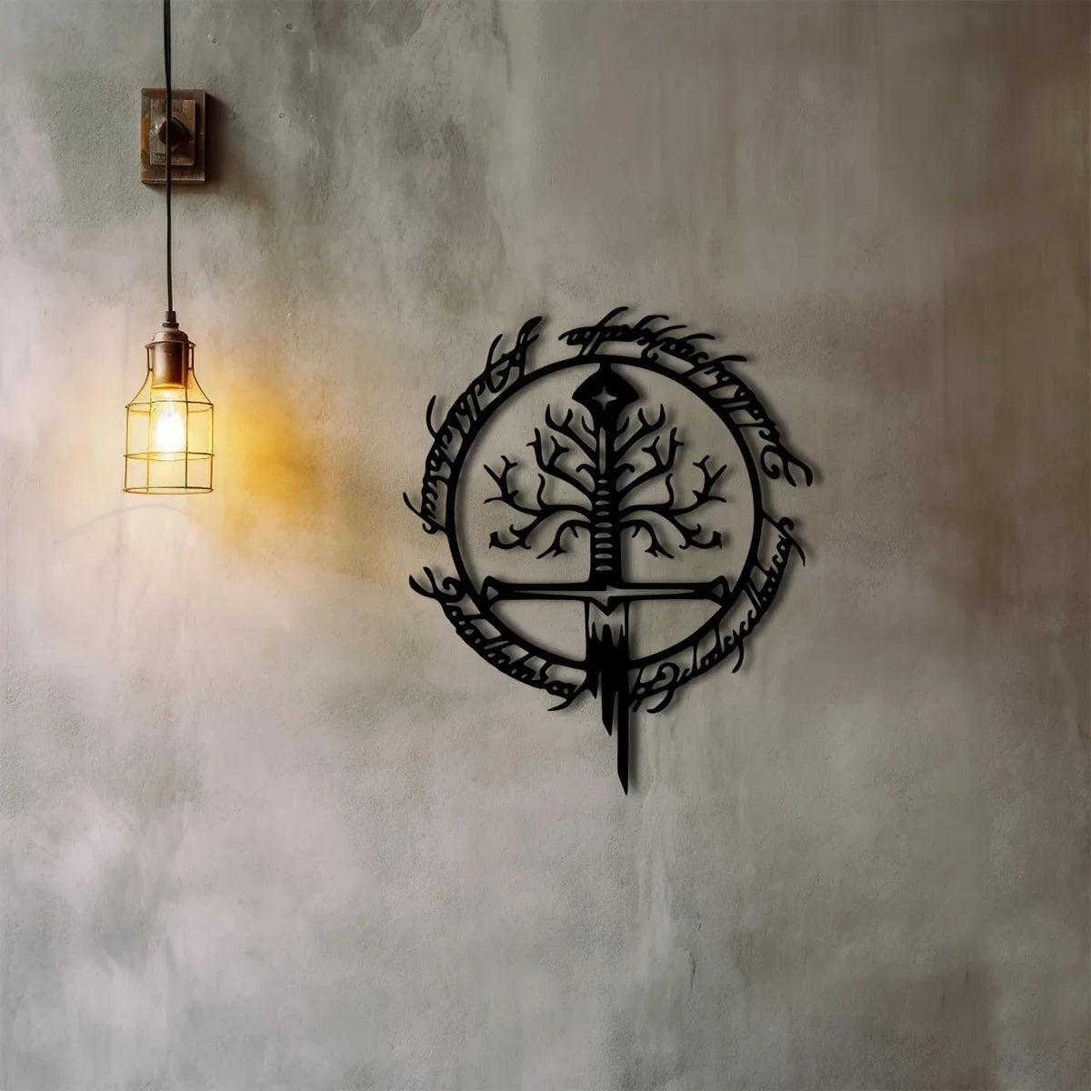 Elven Rune Tree of Life Sword Metal Wall Art