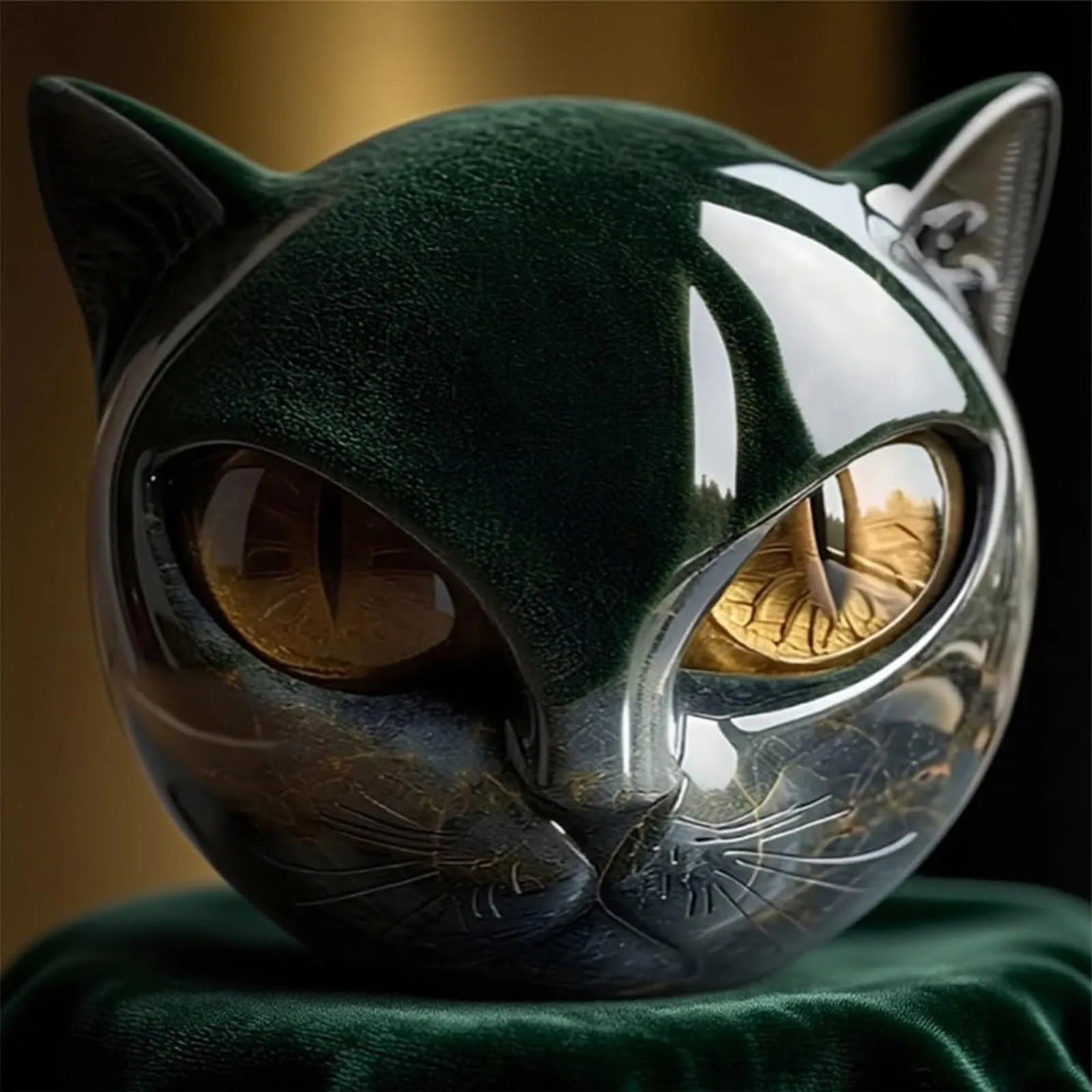 Modern Marble Cat Head Sculpture