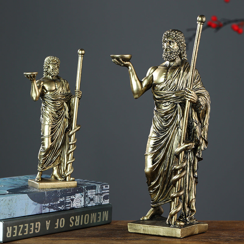 Antique Rod Of Asclepius Statue