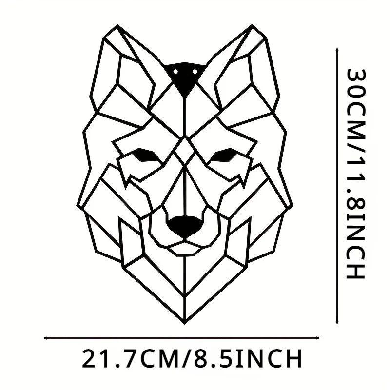 Geometric Wolf Head Metal Wall Art