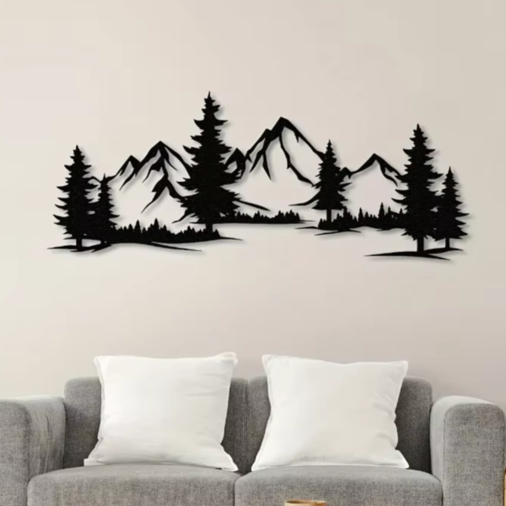 Winter Mountainside Forest Metal Wall Art