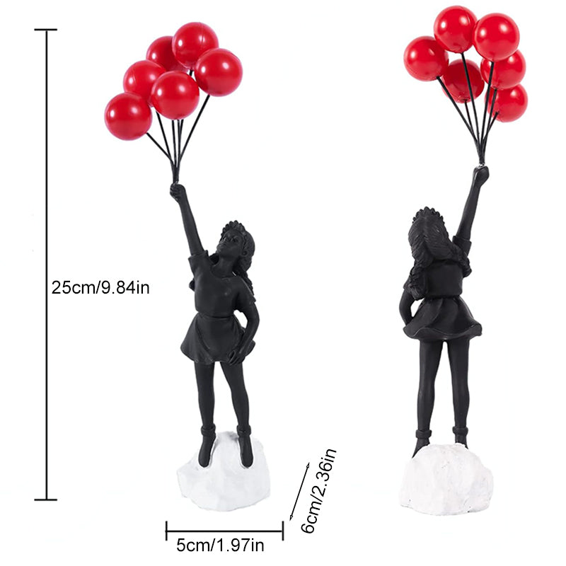 Girl Holding Flying Balloons Sculpture