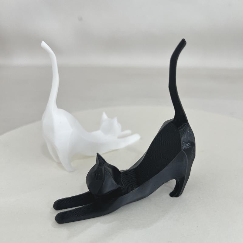 Nordic Geometric Stretching Cat Shelf Sculpture