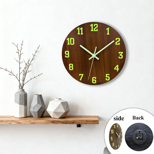 12-Inch Luminous Wooden Wall Clock