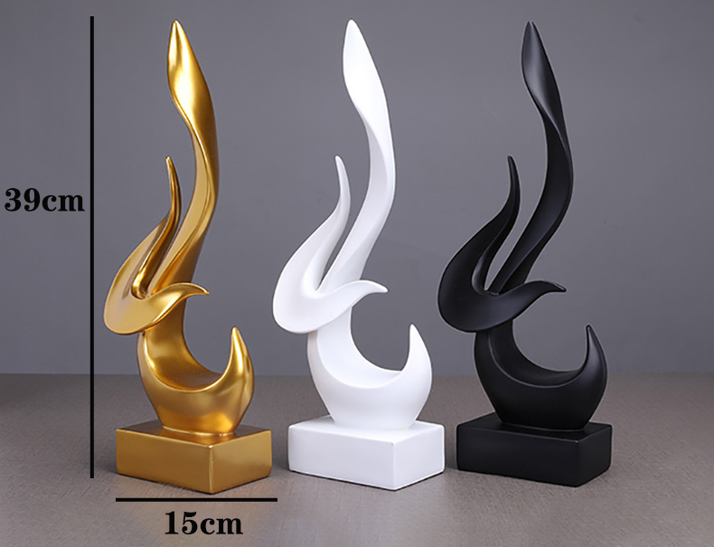 Modern Golden Flame Sculpture