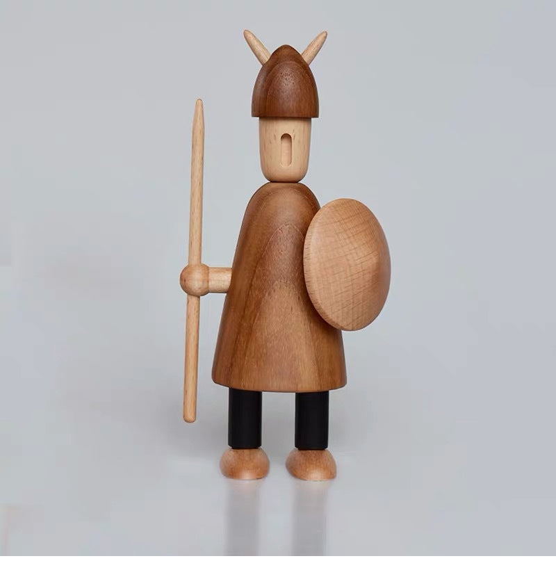 Cute Nordic Wooden Viking Figurines
