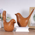 Modern Nordic Wood Look Bird Sculptures Set